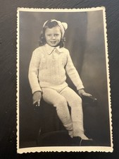 Vintage 1953 Photo Postcard  Little Girl Knitted Suit Stara Zagora  picture