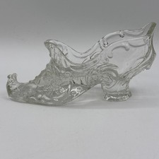 Mosser Glass Co, Crystal Glass Rose Slipper 5”3/4  x 3” Made In USA picture