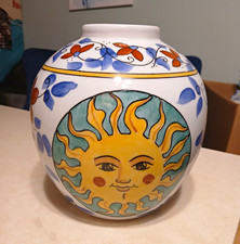 Vintage Hand-painted Ceramic WBI Sunburst Ginger Jar / Vase Japan Gold Trim picture