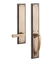 New Antique Brass Solid Brass Entrance Door Set Lever Handle Dummy - Right Hand picture