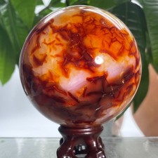 863g Natural Red Carnelian Agate Quartz Crystal Sphere Ball Specimen picture
