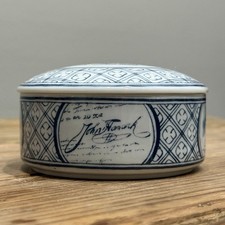 Tiffany & Co Bank of Boston Porcelain Trinket Box Vintage Blue White Eagle Japan picture