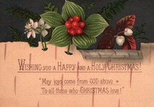 1880s-90s Wishing you a Happy & Holy Christmas Flowers Trade Card picture