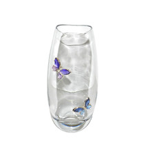 Art Glass Vase 24% Lead RARE LT Clear Crystal Butterflies Decor Teleflora 10