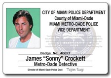 MIAMI VICE JAMES SONNY CROCKETT NAME BADGE TAG PROP HALLOWEEN COSPLAY PIN BACK picture