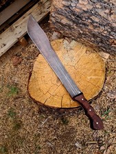 Cutlass Style Machete 17 Inch Blade High Carbon Steel Walnut Handle 24 Overall picture