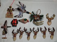 Vintage Wildlife Resin & Wood Christmas Ornaments Lot Of 13 picture