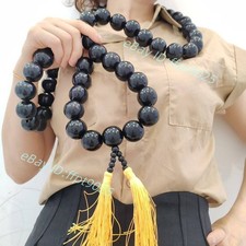 30mm Large Round Black 54Beads  Buddhist Mala Necklace Tassel Meditation Rosary picture