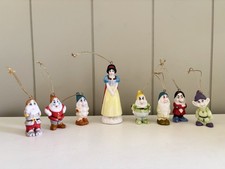 Vtg Disney Snow White & The Seven Dwarfs, Christmas Ornament Set Taiwan Painted picture