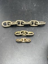Vintage Salesman's Samples: 3 Groupings Of Brass Anchor Stud Links Various Sizes picture