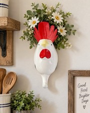 VTG Fitz & Floyd Ceramic Rooster Wall Pocket towel hook Chicken Kitchen Decor 7” picture
