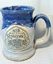 Arizona Renaissance Festival 1997 mug pottery stoneware drip glaze blue EUC picture