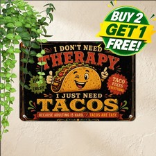 Funny Anti Taco Foodie Sign Iron Diner Wall Art Tin Metal Plaque 8x12 picture