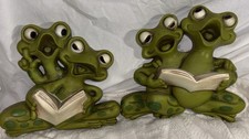 VTG MCM 1978 Burwood Singing/Reading Frogs Plastic Wall Plaques Decor picture