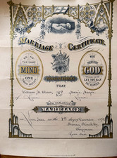 1892 Victorian Marriage Certificate A.H. Eilers Series No. 19 Lynn Massachusetts picture