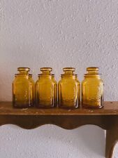 Wheaton NJ Amber Glass Embossed Sunflower Canisters Jars Set of 4 Vintage 1970s picture