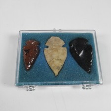 3 Piece Stone Arrowhead Set In Box 1 to 1.5 Handmade Replicas #R1009B picture