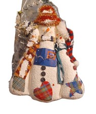 Christmas Unique Snowman Rustic Handmade Handcrafted Stiffened Fabric 8in 1/2” picture