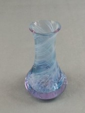 Vtg Signed Caithness Bud Vase Crystal Scotland 4.75 Inch Lavender Blue Art Glass picture