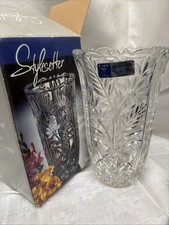 Stylesetter Margaret Hand Cut 24% Full Lead Crystal Floral Vase 7in picture