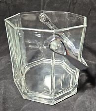 Elegant Vintage Crystal Octagon Ice Bucket Chrome Handle Marked France picture