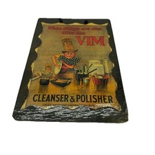 Vintage Handcrafted Decoupage Welsh Slate Picture - Vim Cleanser & Polisher VGC picture