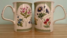 Vintage Roy Kirkham Chelsea Botanical Fine Bone China Mugs from 1998 England picture