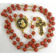 Damascene Gold Rosary Cross Virgin Mary Red Beads by Midas of Toledo Spain picture