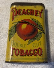 VINTAGE ADVERTISING EMPTY PEACHEY VERTICAL POCKET TOBACCO TIN GREAT CONDITION picture