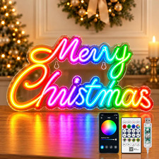 Smart Merry Christmas Neon Sign, Window Christmas Lights with Remote & App picture