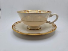 Lenox Essex Maroon Footed Teacup and Saucer picture