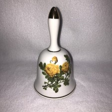 ENESCO Yellow Roses Floral Porcelain Bell Vintage 5.5