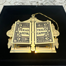 2002 Christmas Ornament Texas State Capitol Ornament Door Hinge Hanging w/ Box picture