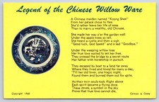 Legend of the Chinese Willow Ware Blue Pattern Plate Story 1960 picture