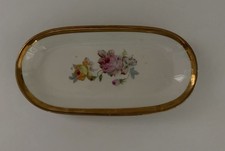 Antique Porcelain Oval Dish/Trinket Tray Gold Rim 22 KT Gold 1890-1930s picture