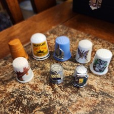 Vintage US State Souvenir Thimble Lot  Wood, Metal, Maryland Jockey Club, Ohio picture