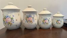 Vintage Victorian Floral Canisters Cookie Jars with Lids set of 4 picture