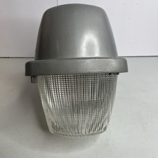 NOS Vintage Holophane Industrial Wall Sconce Light Glass Prismatic Storage Wear picture