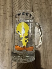 Vintage Glass Tweety Bird Tall Beer Mug By Warner Bros picture