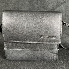 Lufthansa First Class Black Leather Crossbody Bag Amenity Kit Aigner MCM Travel picture