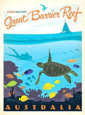 Vintage Australia Great Barrier Reef Travel Advertisement Poster picture
