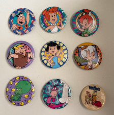 Lot of 9 Vintage 1985, 1994 BUTTON PINS Flintstones, Rubbles, Dino & Gazoo picture