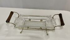 Vintage Clear Glass Butter Dish Pickle. Dish Relish Dish With Carrying Stand picture