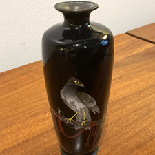 Antique Meiji Period Japanese Cloisonné Falcon Vase  picture