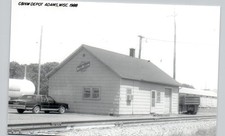 C&NW TRAIN DEPOT adams wi c1980 postcard wisconsin real photo rppc railroad picture