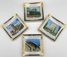 Vintage World Creations Japan Detroit Michigan Souvenir Dishes Set 4 Gold Trim picture