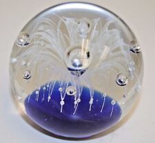NICE Blown Art Glass Decorative Blue and White Design Paperweight Minty Rare picture