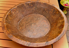 Big Antique American Primitive Pantry Hand Carved Burl NH Wooden Dough Bowl 15' picture