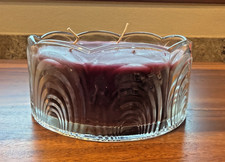 Partylite Mulberry/Raspberry  3-wick Candle clear decorative holder HARD TO FIND picture