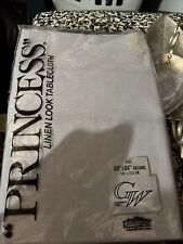 Vtg Princess Linen Look Tablecloth 60x84 Oblong New Made In The USA Gray picture